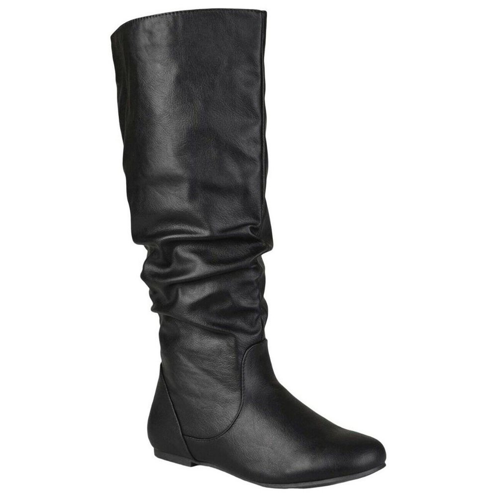 Journee Collection Women Flat Riding Boots Jayne Wide Calf Size US 11M Black